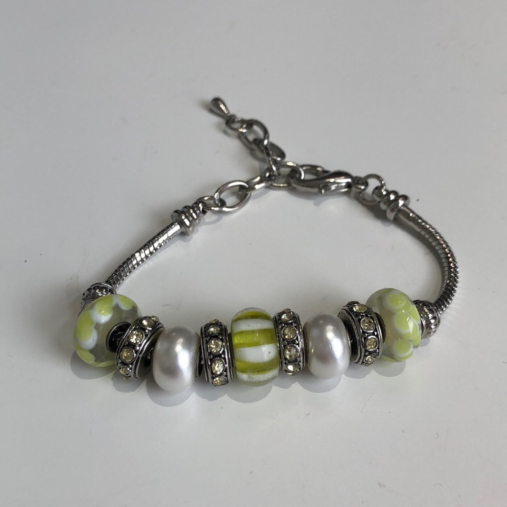 Green and silver bracelet.